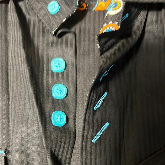 Bertigo Black Shirt with Blue and Yellow Paisley size 5 (XL) - Picture 4 of 4